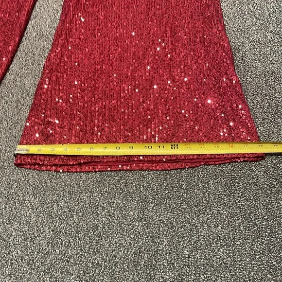Lulu's Red Sequin Wide Leg Pants - Picture 4 of 8